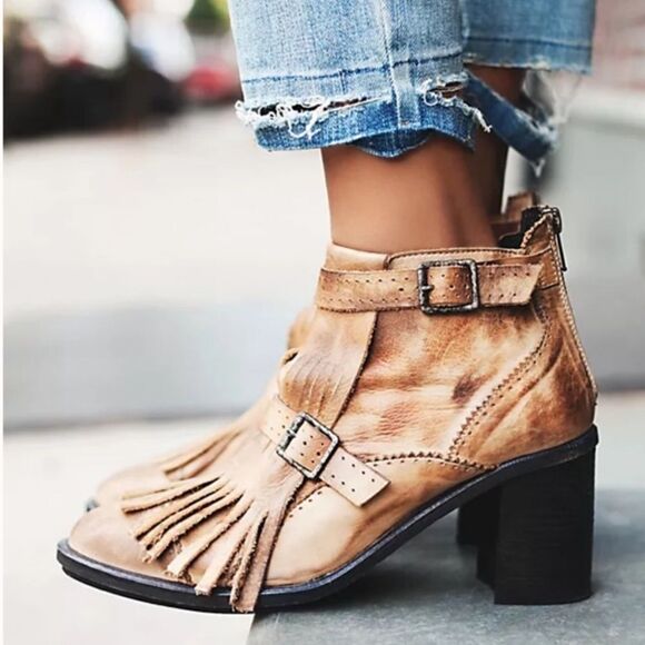 Free People Circle Back Fringed Leather Boots 38/7,5